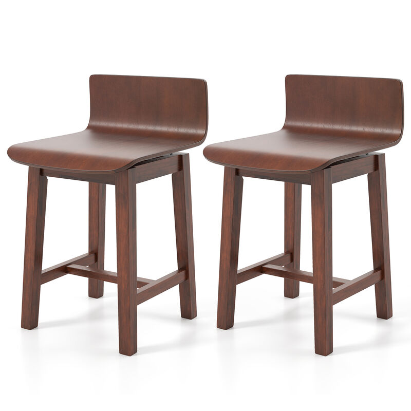 Set of 2 Swivel Kitchen Chairs &ndash; Low Backrest and Curved Upholstered Seat for Modern Interiors