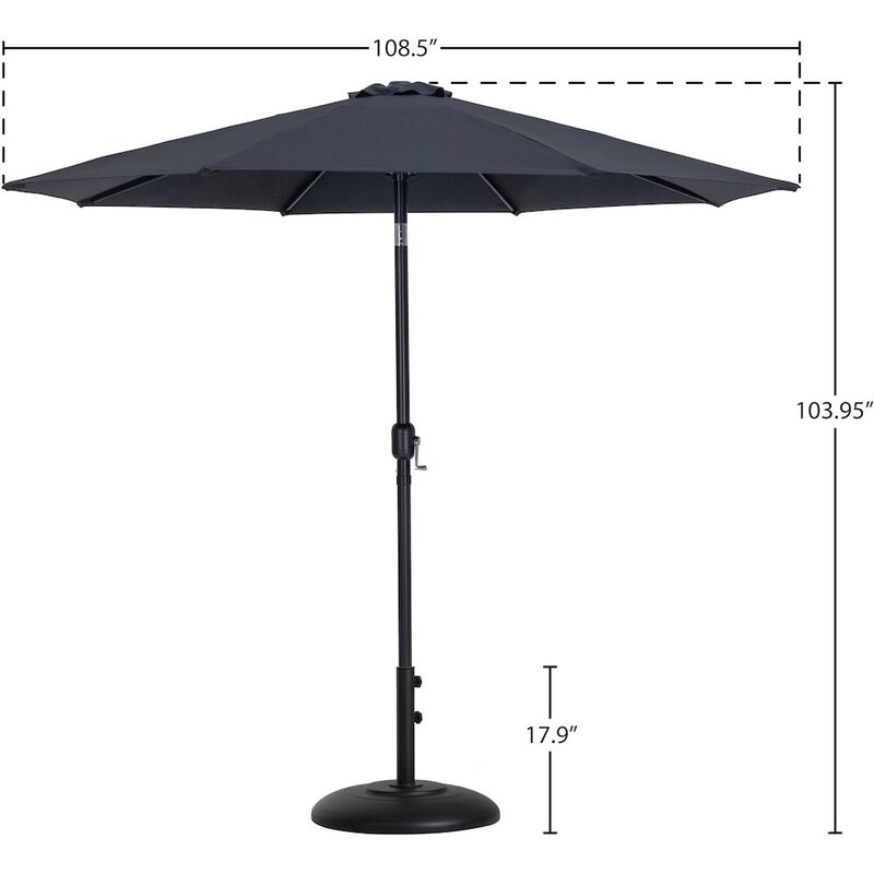 Meridian Furniture Fiji Black Fabric / Matte Black Aluminum Patio Umbrella with Base Sets