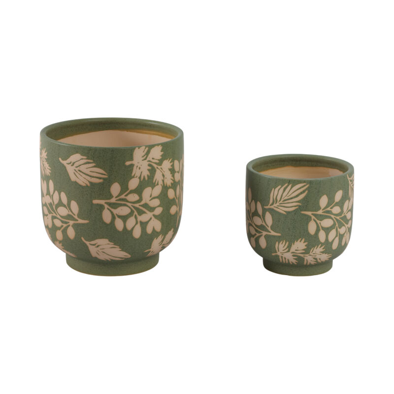 S/2 Hand Painted Leaf Planters image number 0
