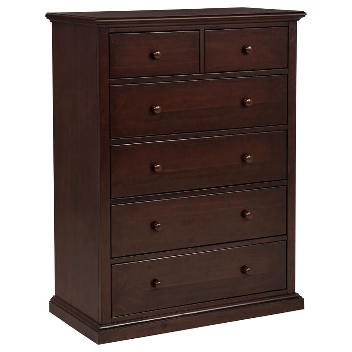 Umer Tall Dresser Chest, 6 Drawers, Round Knobs, Plinth Base, Wood