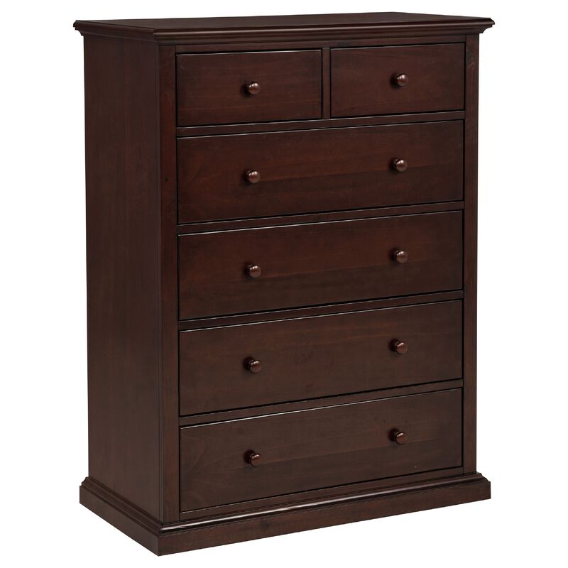 Umer Tall Dresser Chest, 6 Drawers, Round Knobs, Plinth Base, Wood image number 0