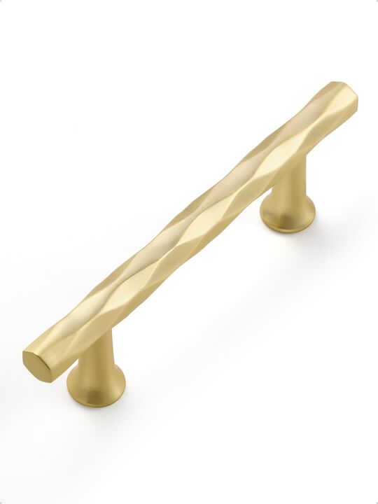 JIASENBAO Brushed Gold Cabinet Pulls 3"" Hole Center 5 Pack Hammered Brass Cabinet Handles Decorative Kitchen Drawer Dresser Cup