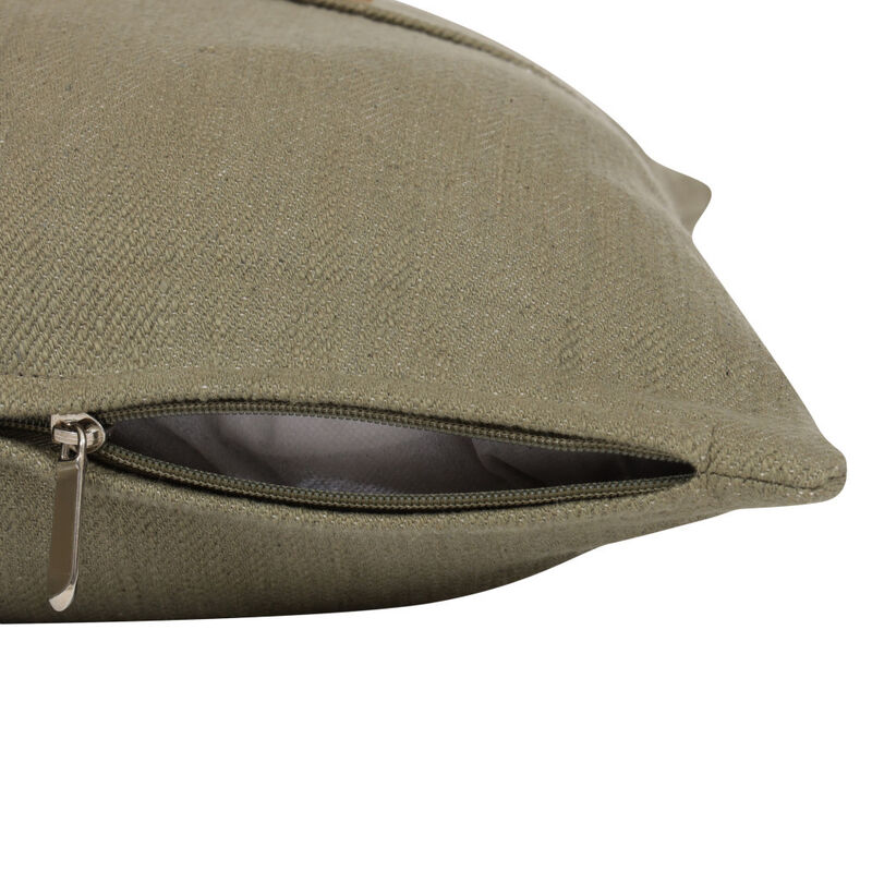 HomeRoots 20" Sage Green Cotton Throw Pillow With Buttons image number 3