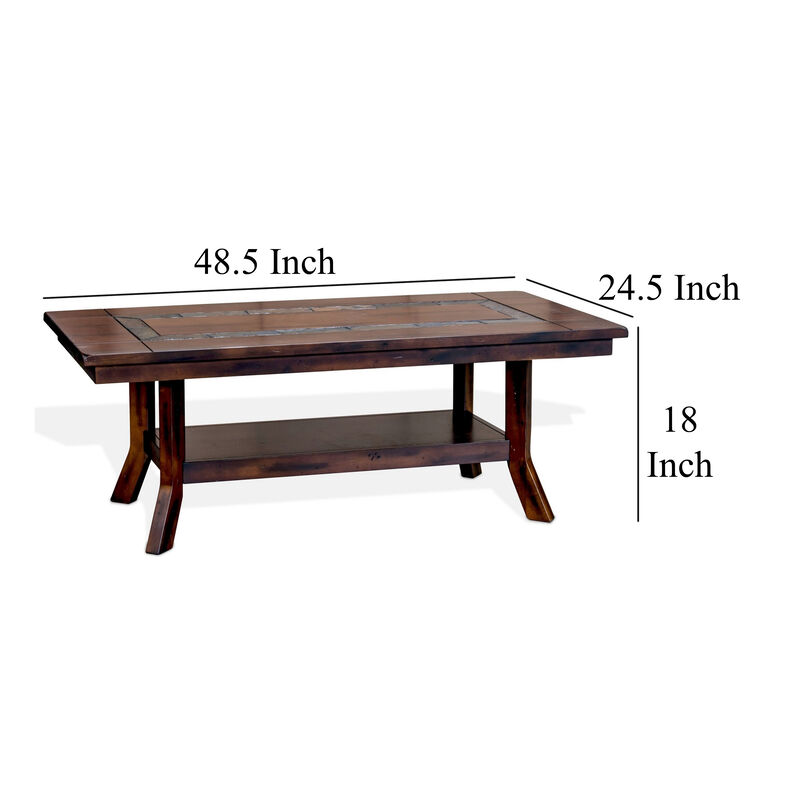 Odel Coffee Table, 1 Shelf, Dark Brown Mahogany, Rectangular 49 Inch