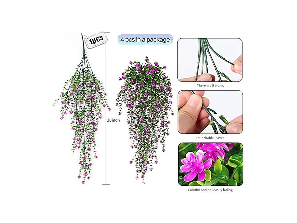 Faux Hanging Plant 4 Pack Vines Plants Indoor Realistic Artificial Fake Small
