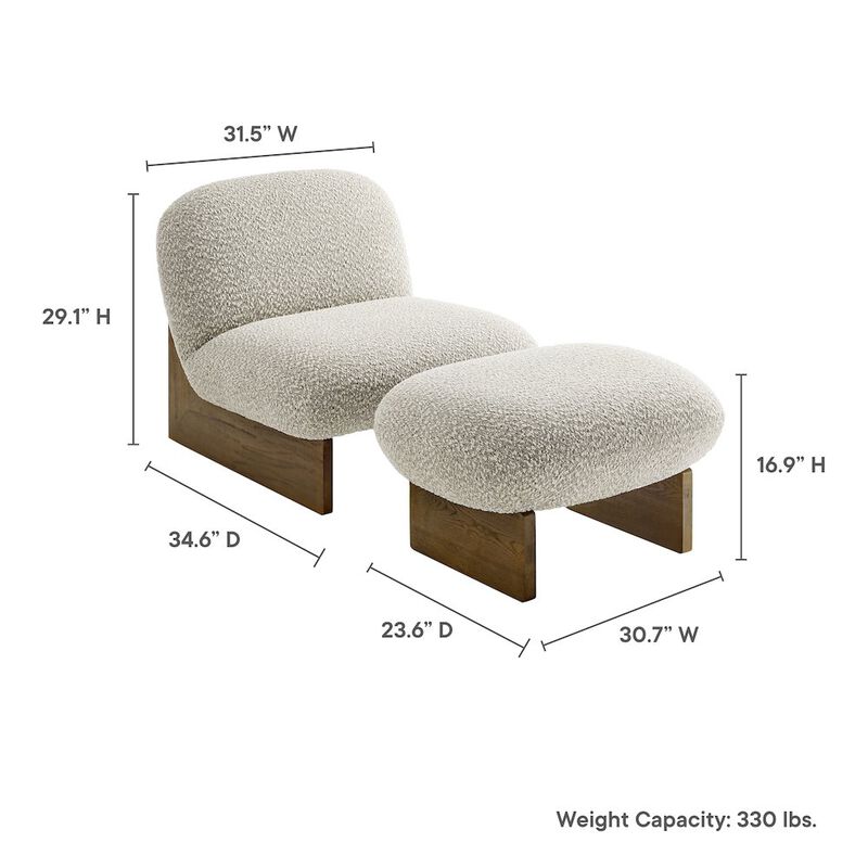 Loyal Boucle Fabric Accent Chair and Ottoman Set image number 1