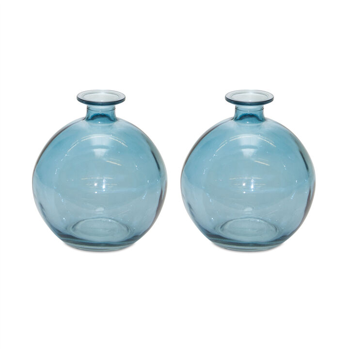Set of 2 Round Glass Table Vases – Elegant Decorative Vases for Centerpieces and Home Accents