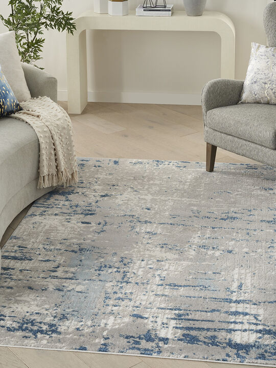 Quarry QUA01 Ivory/Gray/Blue 6'7" x 9'6" Rug
