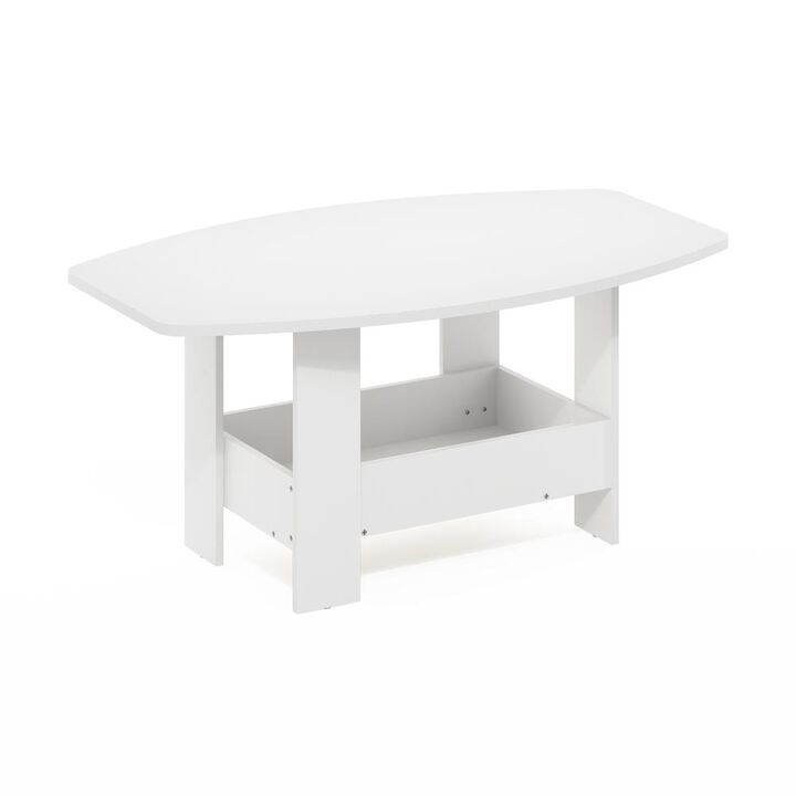 Simple Design Coffee Table with Storage Compartment, White