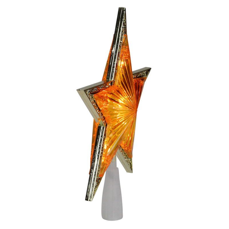9" Pre-Lit Gold and Amber Crystal 5 Point Star Christmas Tree Topper - Clear Lights