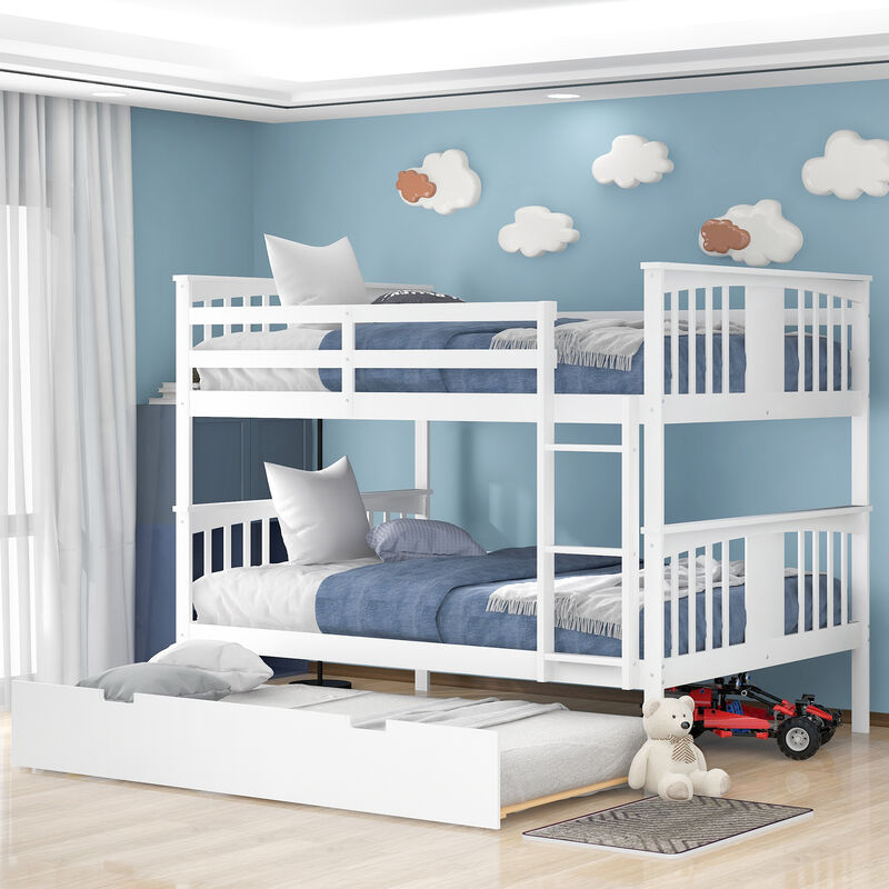 Merax Full over Full Bunk Bed with Twin Size Trundle and Ladder