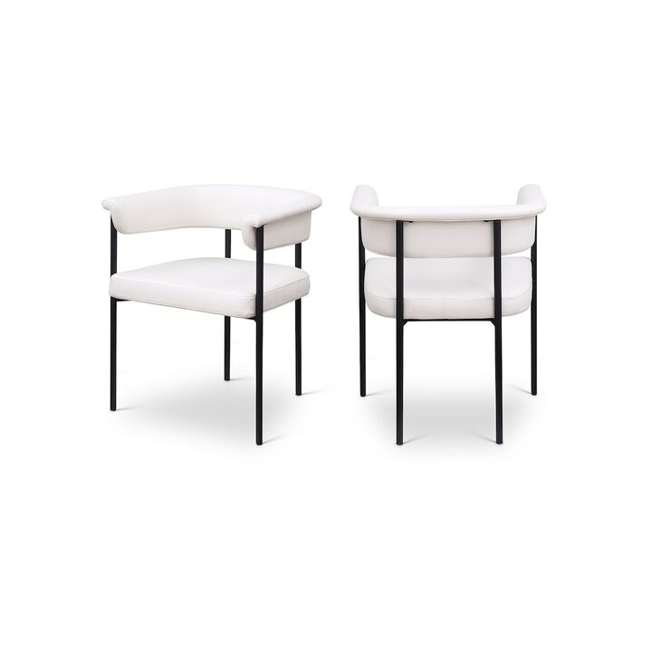 Meridian Furniture Malin Cream Vegan Leather Dining Chair, Set of 2