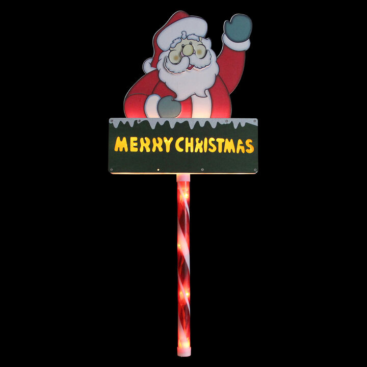 28" Lighted Santa Claus 'Merry Christmas' Lawn Stake - Clear Lights
