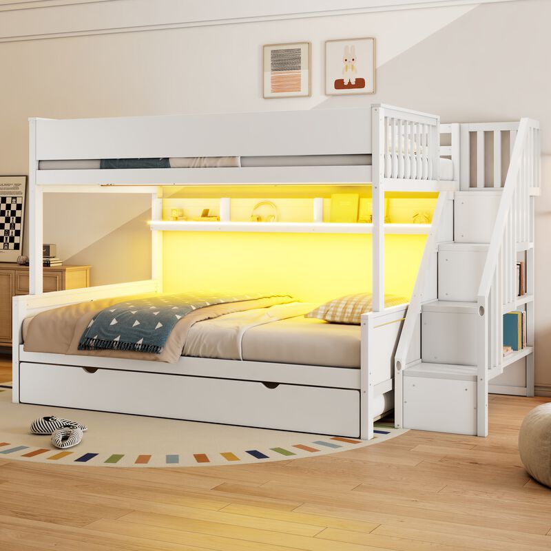 Merax Full XL over Queen Bunk Bed with Storage Staircase image number 4