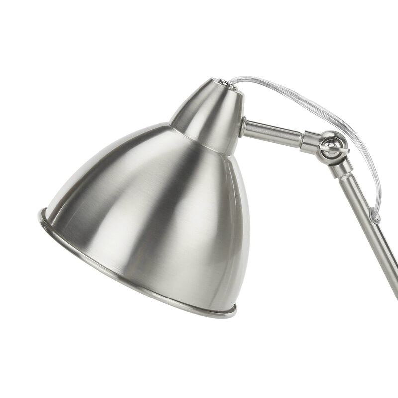 Monarch Specialties I 9659 - Lighting, 17"H, Table Lamp, Usb Port Included, Nickel Metal, Nickel Shade, Modern