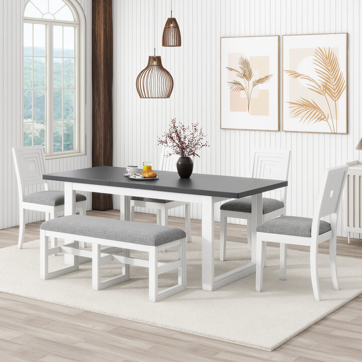 Merax Modern 6-Piece Extendable Dining Table Set