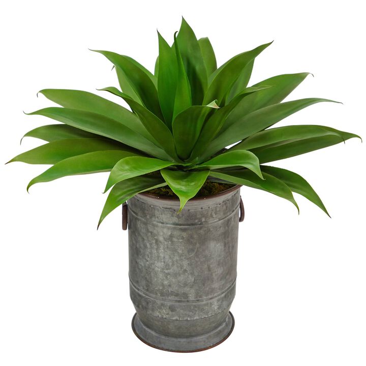 Nearly Natural 26-in Agave Succulent Plant in Vintage Metal Planter