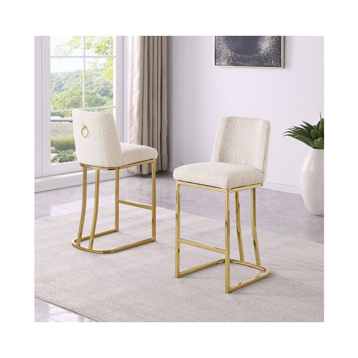 Cream With Gold Base Barstools, Set Of 2