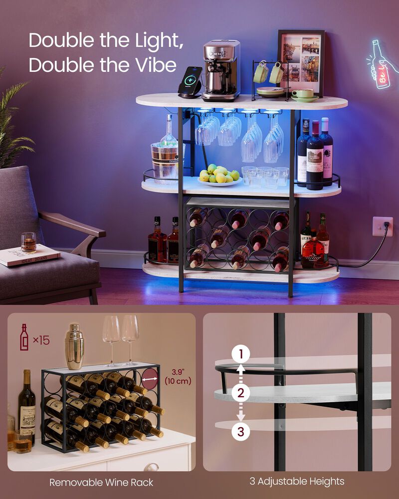 Bar Cabinet with LED Lights and Power Outlets for Modern and Convenient Entertaining image number 2