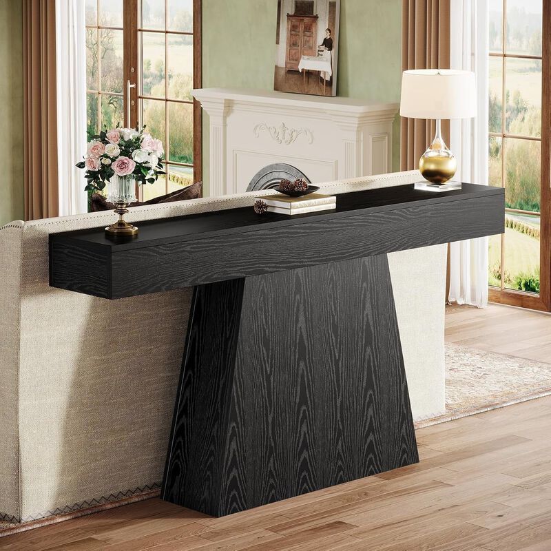 Tribesigns Modern Trapezoidal Wood Console Table image number 3