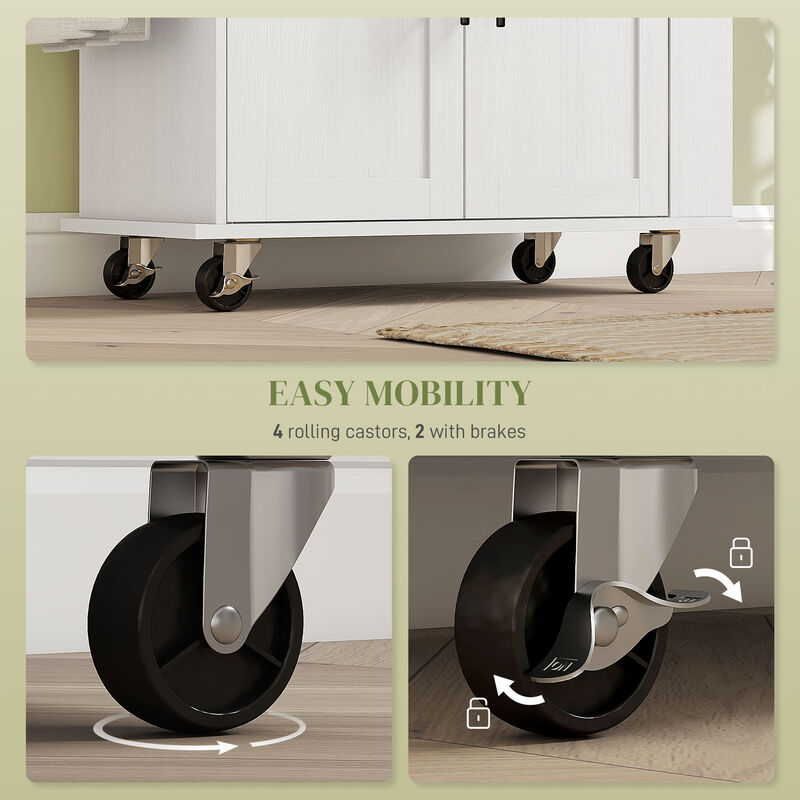 Hivvago Utility Kitchen Island on Wheels with Drawer and Doors image number 6