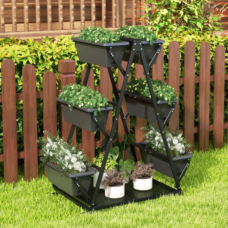 Hivvago 3-Tier Vertical Raised Garden Bed with 4 Wheels and 6 Container Boxes