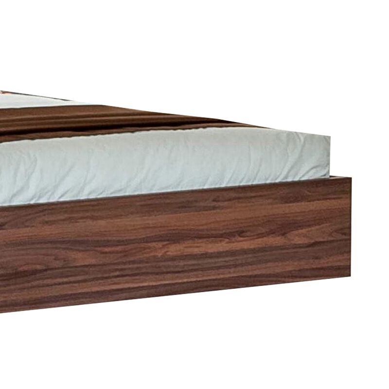 Xico King Size Platform Bed, Panel Design Headboard, Concrete Gray, Brown - Benzara image number 3
