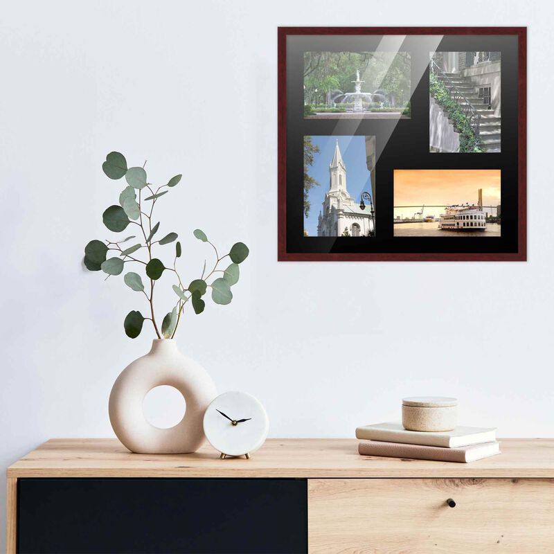 14x14 Wood Collage Frame with a Black Mat for 5x7 Pictures