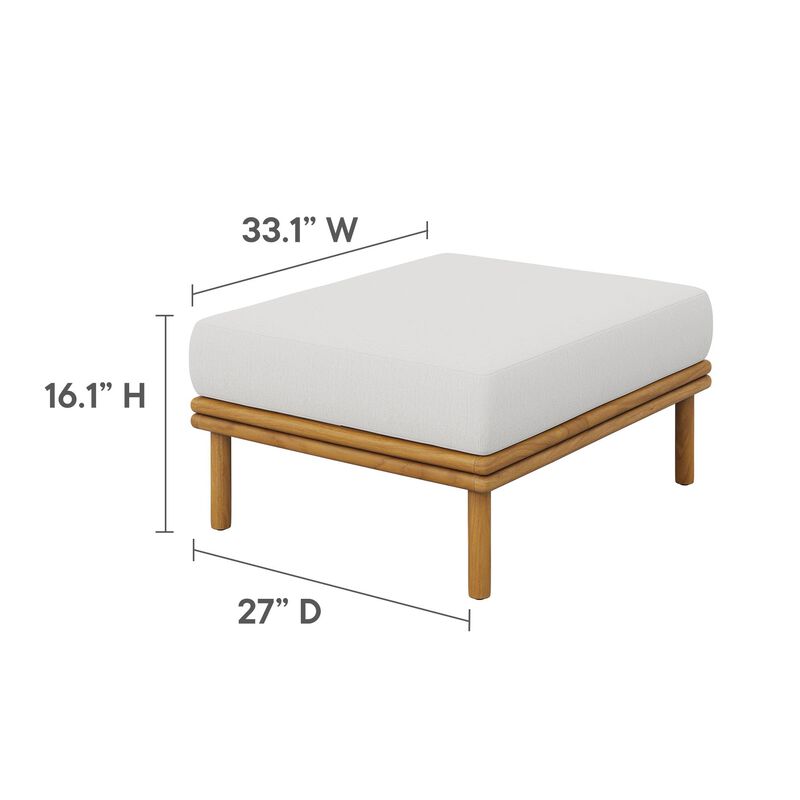 Modway Wren Teak Wood Outdoor Ottoman in Natural Sail image number 2