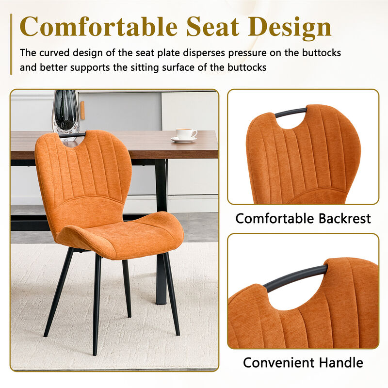 Whisen Set of 4 Upholstered Dining Chairs with Metal Handle, Fabric & Metal Frame, Ergonomic Accent Chairs for Dining Room, Living Room, Office image number 4