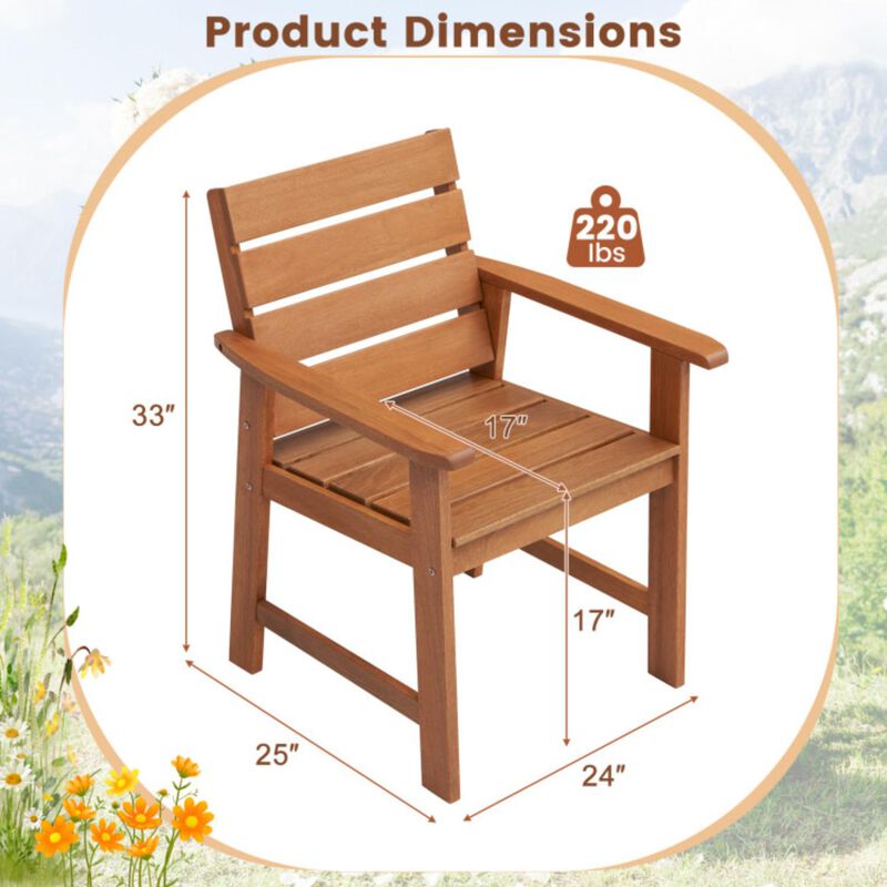 Hivvago 2 Piece Patio Hardwood Chair with Slatted Seat and Inclined Backrest