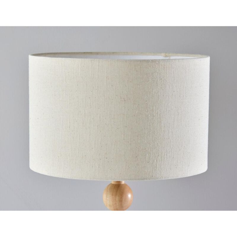 Hivvago 28" Brown Solid Wood Candlestick Table Lamp With Off White Drum Shade