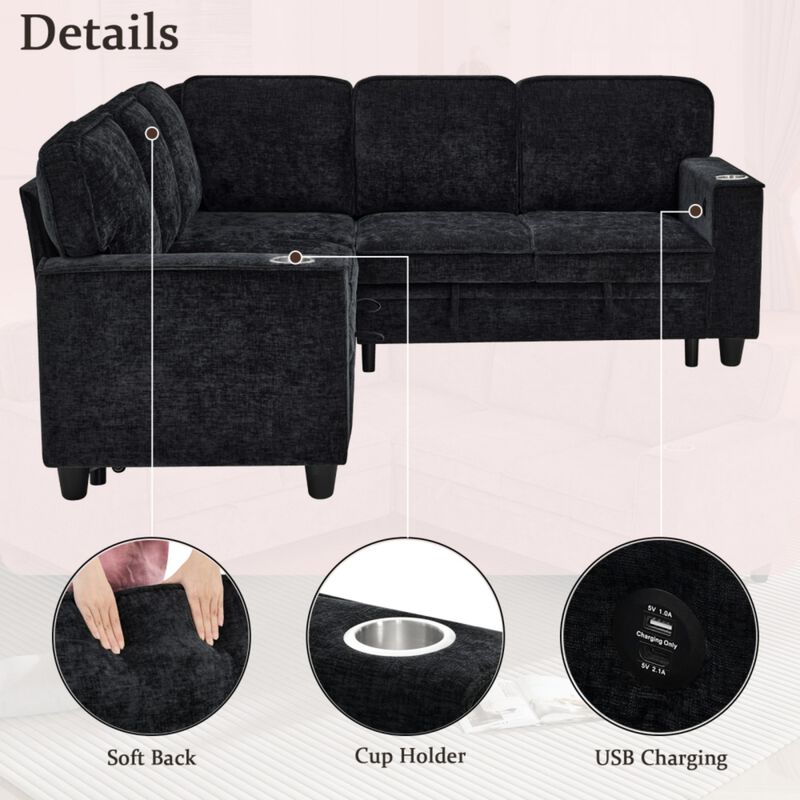Timlod L-Shaped Pull-Out Sectional Sleeper Sofa image number 5