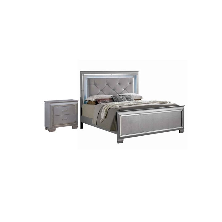 2pc King Bedroom Set, Gray Wood, Nightstand