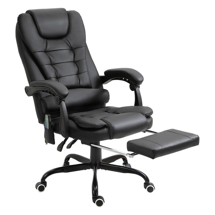 Vinsetto 7-Point Vibrating Massage Office Chair, High Back Executive Recliner with Lumbar Support, Footrest, Reclining Back, Adjustable Height, Black