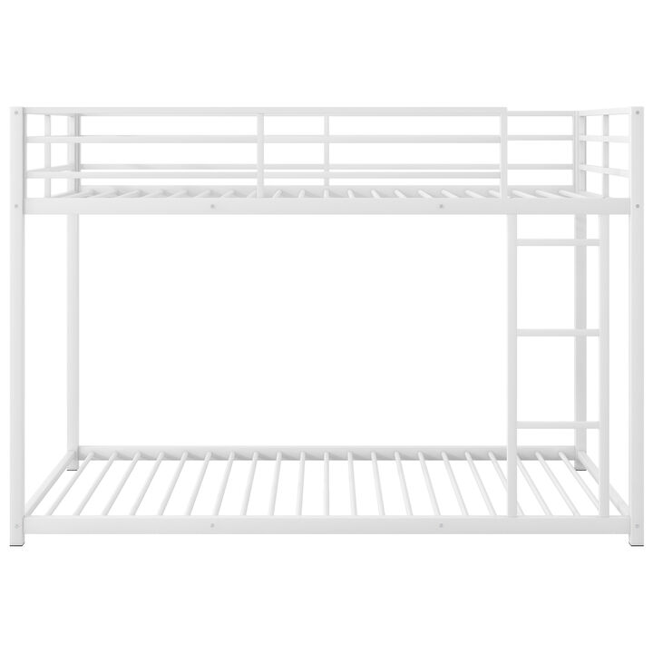 Whisen Twin over Twin Metal Bunk Bed, Low Bunk Bed with Ladder