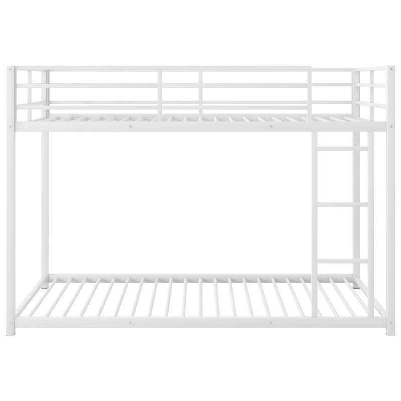 Whisen Twin over Twin Metal Bunk Bed, Low Bunk Bed with Ladder