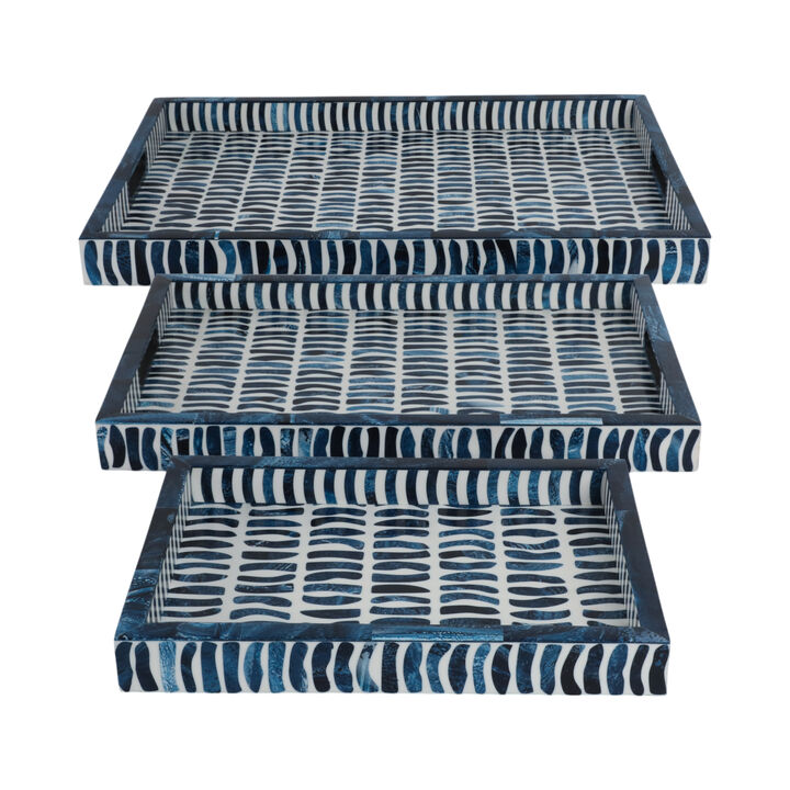 S/3 Trays With Inlay Pieces