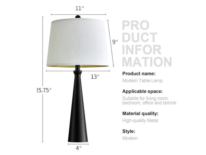 25.75" Touch Table Lamps &ndash; Set of 2, USB Charging, Black Base, Fabric Shade