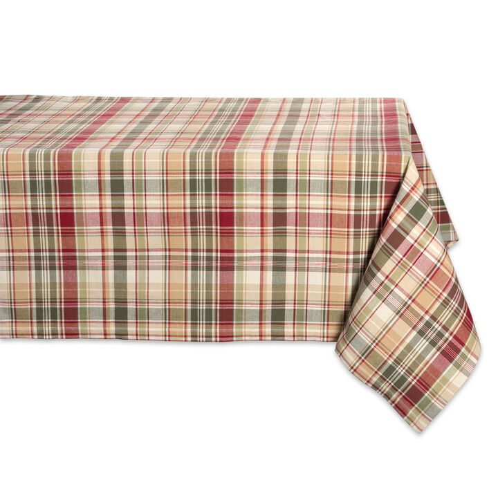 52" Red and Green Plaid Square Outdoor Tablecloth