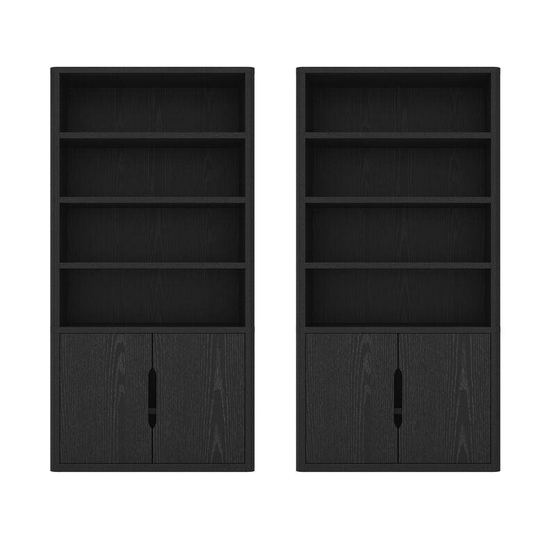 Rivington Black Bookcase Cabinet (Set of 2)
