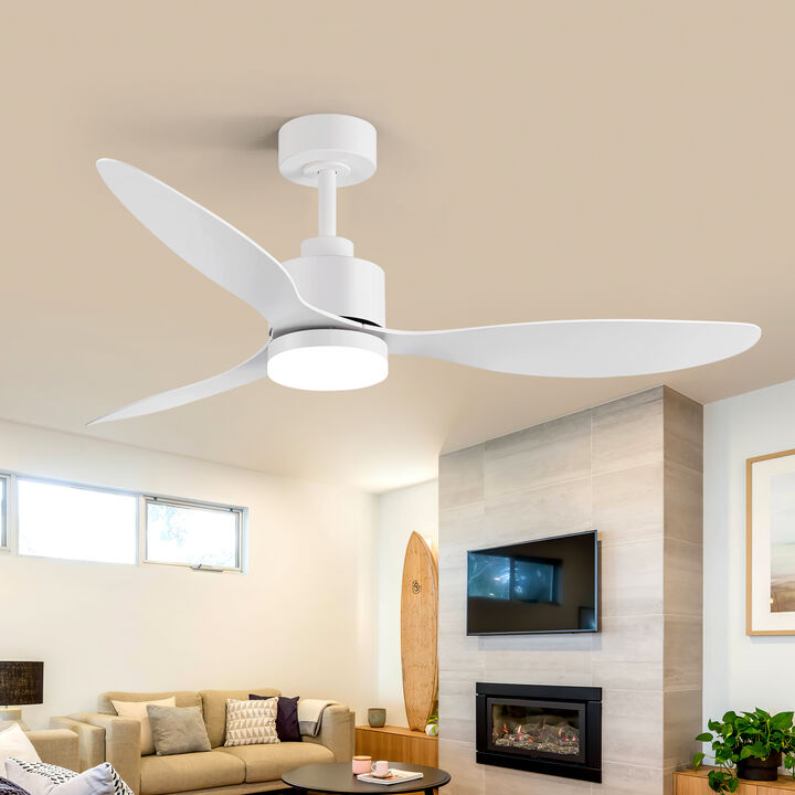 Breezary 52" LED Ceiling Fan with Light, DC Motor, 6 Speed Remote,3 Reversible Blades, Quiet