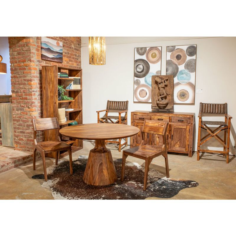 World Interiors Acres 46" Sheesham Wood Round Dining in Brownstone image number 3