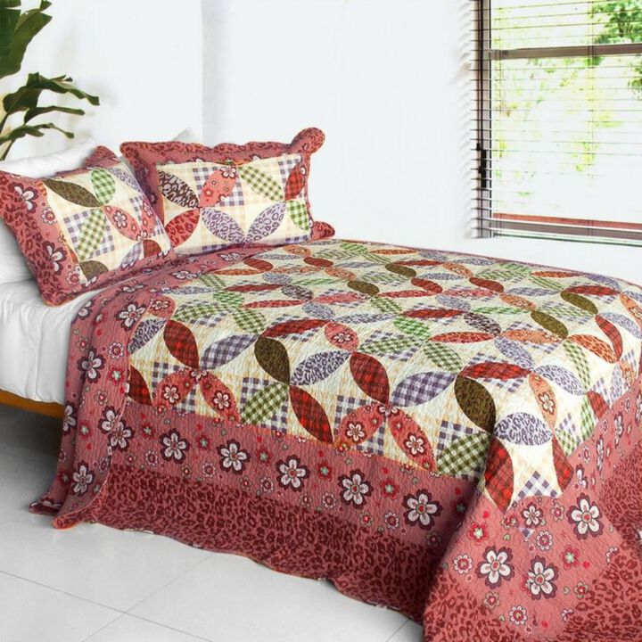 Vermicelli Quilted Cotton Printed Quilt Set Queen Size Temptation of an Angel Design Set