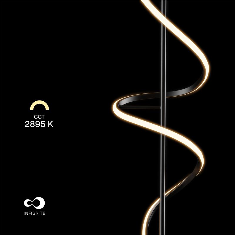 Sculptural Curve 24W LED Floor Lamp 51 in. - 3000K Warm White - Stepless Dimming in Matte Black