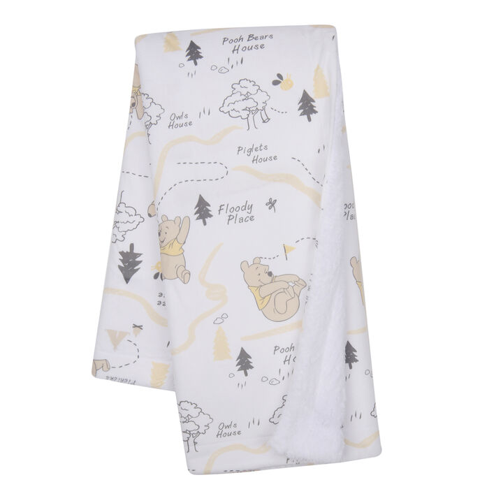 Lambs & Ivy Disney Baby Pooh and the Hundred Acre Woods White Baby Blanket