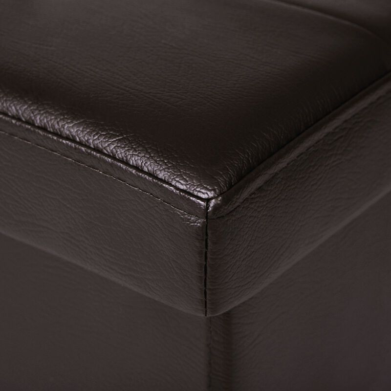 43" L Folding Storage Ottoman Bench with Flipping Lid - Faux Leather Storage Chest with Iron Frame Support