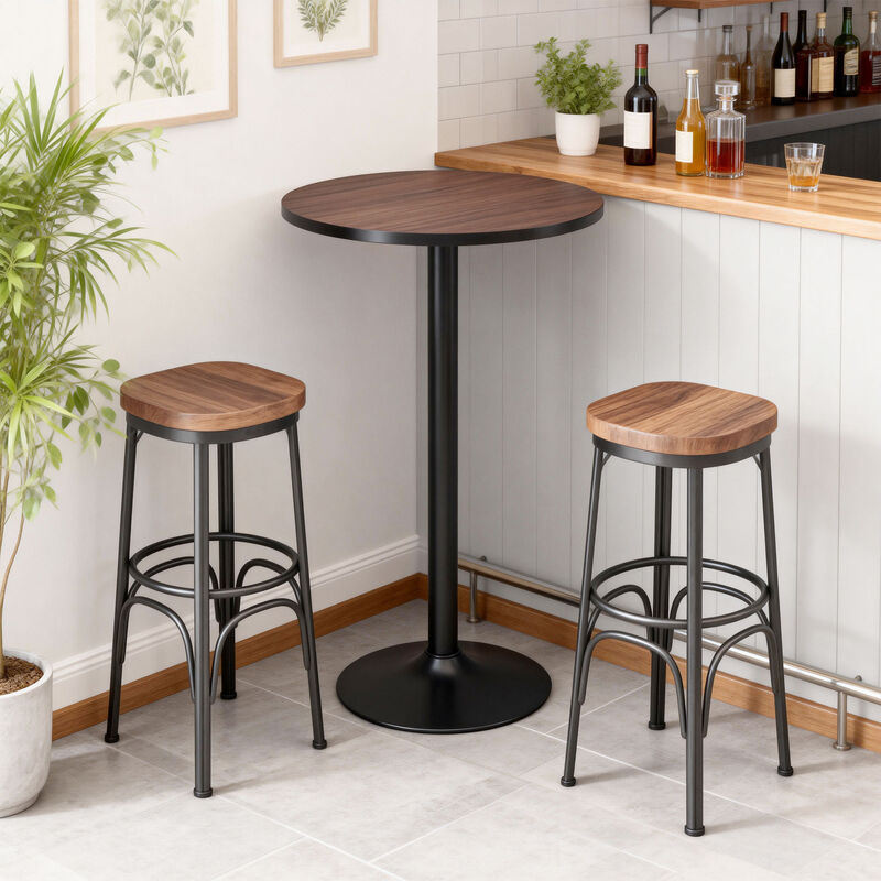 Hivvago 41" Bistro Table with Round Top and Metal Legs image number 1
