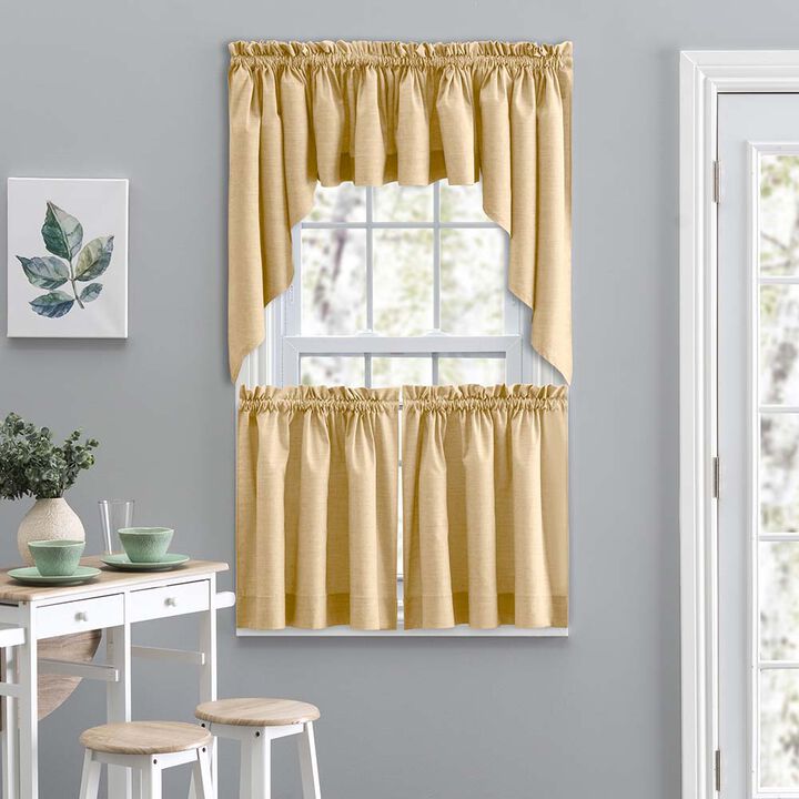 Ellis Curtain Lisa Solid Color Poly Cotton Duck Fabric Tailored Swag