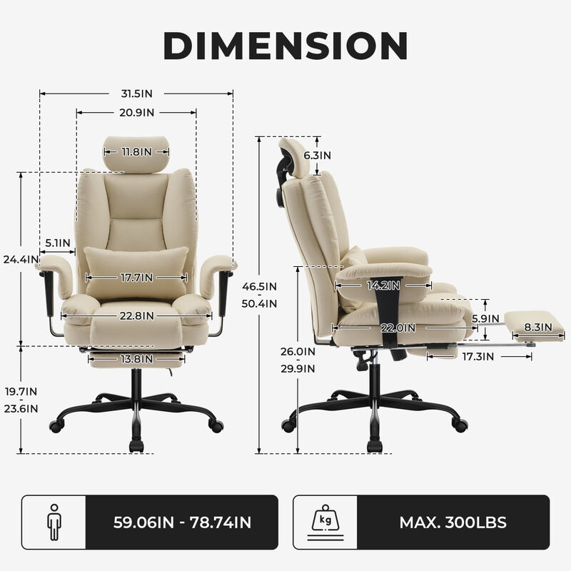 GOODSILO Ergonomic High Back Office Chair with Adjustable Headrest and Lumbar Support for Long Hours Comfort image number 2